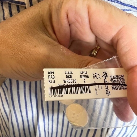 Madewell Harlow Wide Leg Pant 100% Linen Bluestone Stripe Size 2 - Picture 4 of 7